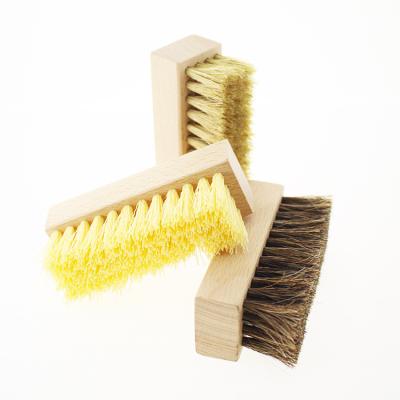 China soft ponytail etc. China Yangzhou Eco-friendly Beech Wood Horsehair For Gifts Sneaker Shoe Care Shoe Cleaning Brush for sale