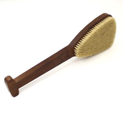 China All natural body brush for dry brushing body exfoliating brush wooden whth natural hair for sale