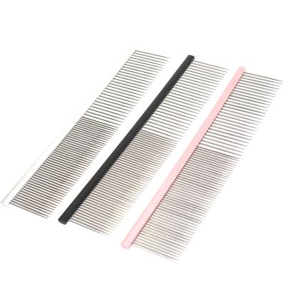 China Viable Factory Wholesale Aluminum Handle Stainless Steel Pet Cat Dog Hair Grooming Flea Comb for sale