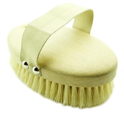 China All Natural Wood Handle Beech Sisal Exfoliating Dry Brush Shower Body Bath Brush for sale