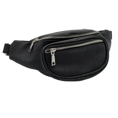 China Water Proof Mini Casual Fanny Pack Women Chest Bag Accept Customized Logo Fanshion Running Sport Waist Bag, Simple Leisure PU Leather Black for sale