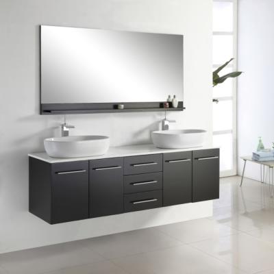 China Modern Modern Bath Waterproof Wooden Wall Mounted Bathroom Vanity / Double Sink Bathroom Cabinets for sale