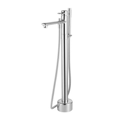 China Modern Floor Stand Faucets Design Round Chrome Floor Stand Brass Bathtub Faucets for sale