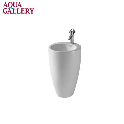 China Modern Design Bathroom White Glazed Ceramic Pedestal Wash Basins for sale