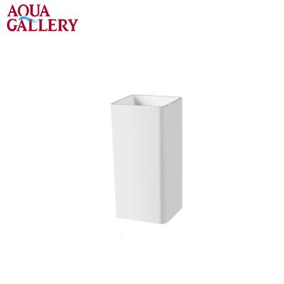 China Modern Unique Design Square Shape Hand Wash White Color Outdoor Floor Standing Ceramic Pedestal Sink for sale