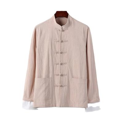 China Spring And Autumn Men's Hanfu Jacket Breathable Plus Size Men'S Casual Chinese Tunic Shirt for sale