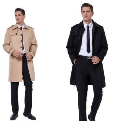 China Fashionable Men's Trench Coat Mens Trench Coat Handsome Lapel Mid Length Coat Men for sale