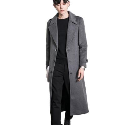 China Super Long Ditch Anti-wrinkle Coat Men's Straight Long Sleeve Coat Men's Solid Color Woolen Coat for sale