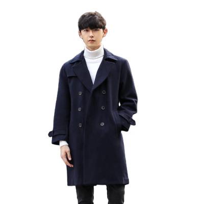 China New Woolen Men's Anti-wrinkle Coat Mid Length Woolen Coat Men's Ditch Coat British Men's Clothing for sale