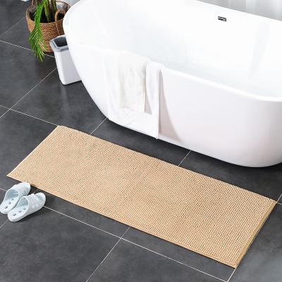 China Hot Selling Sustainable Non Slip Shaggy Kids Comfortable Chenille Bath Mat For Bathroom Cover Chenille Water Absorbent Bath Mat for sale