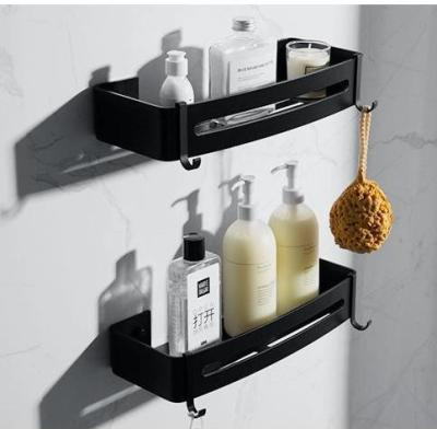 China Wall Mounted Type Aluminum Wall Mounted Bathroom Shelf Space Shower Shelf No Drilling Basket Bathroom Storage for sale