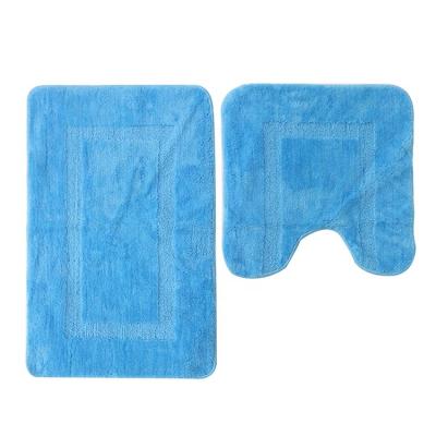 China Hot Sale Classic Cheap Custom Colors Soft Durable Anti-Slip Water Absorption Viable 2 Pieces Microfiber Bathroom Mat Set for sale