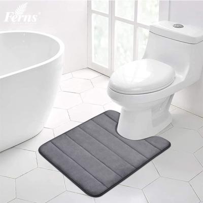 China Pleasantly Durable High Quality Soft Memory Foam PVC Non Slip U Shaped Contour Toilet Bath Cover Bathroom Mats for sale