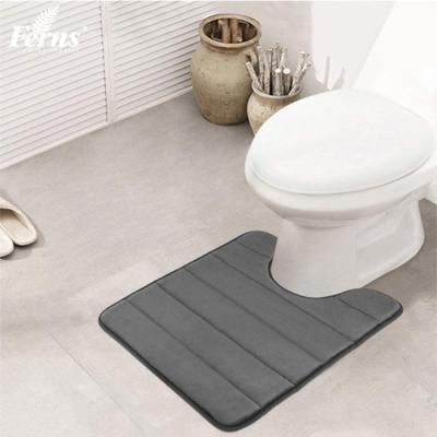 China Durable High Quality Soft High Density Polyurethane Memory Foam Bathroom U-Shaped Toilet Mat Rug for sale