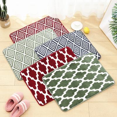 China New Series Extremely Soft Warm Fern Designs Flannel Memory Foam Water Absorb Non-slip Bath Mat Rug for sale