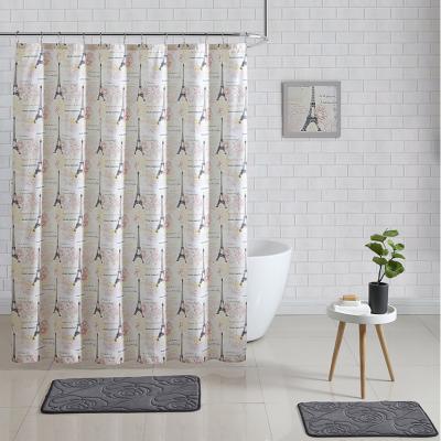 China Viable Hot Sales Water Absorption Bathroom Sets Fashion Design 14PCS Luxury Memory Foam Bath Mat With Shower Curtain for sale