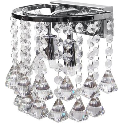 China Modern Polished Chrome Wall Light Chandelier Crystal Droplets Twin G9 Indoor Lamp for sale