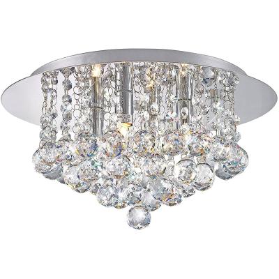 China Modern Stylish Round Crystal Droplets Chandelier Ceiling Lamp for sale