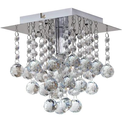 China Crystal Droplets Chandelier Ceiling Light Modern Silver Decor Indoor Lamp for sale