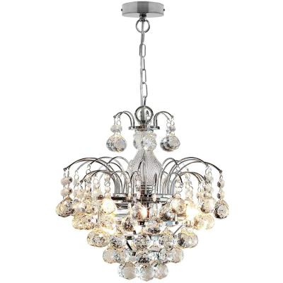 China Light Chrome Finish Crystal Droplet Fountain Hanging Chandelier Hotel/Home Adjustable Ceiling and Real Crystals for sale