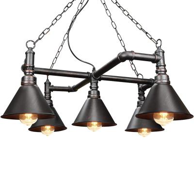 China Rustic Vintage Metal Water Pipe Ceiling Light Industrial Steampunk Pendant 5 Scone Shade Track Lights for sale