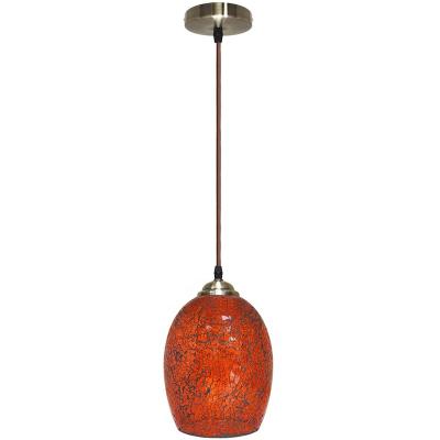 China Amber Glass Pendant Light Retro Vintage Mosaic Crack Globe Mosaic Ceiling Shade Hanging for sale