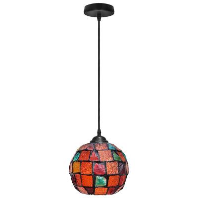 China Vintage Vintage Hanging Ceiling Stained Glass Lampshade Pendant Mosaic Style Multi Color for sale