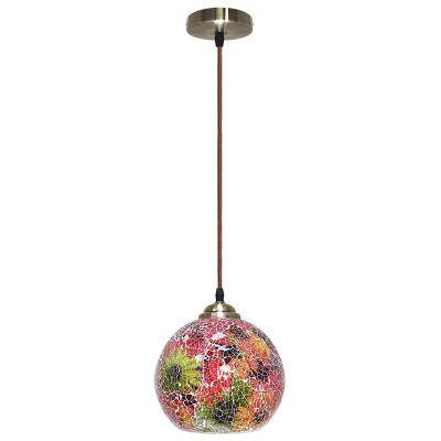 China Vintage Mosaic Vintage Glass Globe Ceiling Hanging Lampshade Mosaic Pendant Lighting for sale