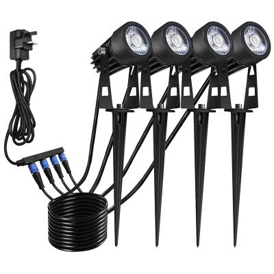 China IP54 Lawn Landscape Spike Outdoor Lights 4 Pack Kit with Black Metal Die Cast Body, Adjustable Angle for sale