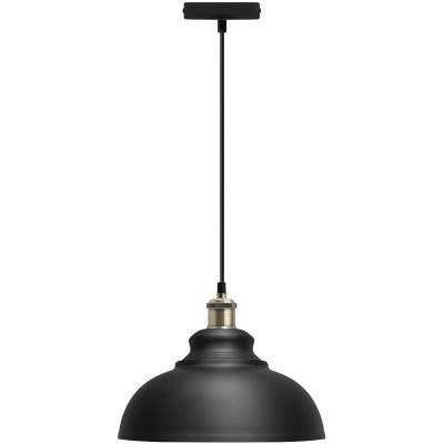 China Vintage Retro Vintage Dome Pendant Light Black Shade Ceiling Light Industrial Antique Brass Bracket for sale