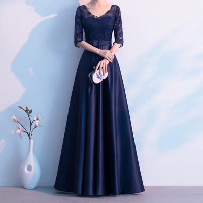 China High Quality Anti-Static Women Ladies Lace Up Chiffon Wedding Bridesmaid Evening Prom Dress Formal Formal Dress Gowns Embroidered Long Evening Dress for sale