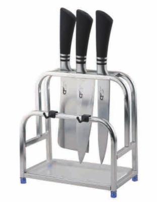 China Standing Style Stainless Steel Multifunctional Kitchen Tool Storage Knife Holder Rack for sale