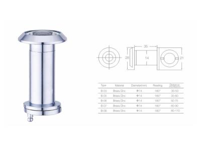 Chine 14mm Front Door Peephole en laiton, haute sécurité grande-angulaire de visionneuse de porte à vendre