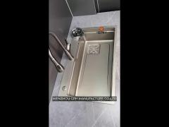 large single slot multifunction sink anti-scratch led digital display stainless steel waterfall kitc