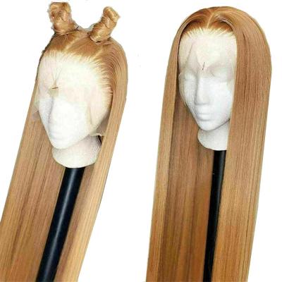 China Honey Blonde Straight Lace Front Wig Hair 100% Straight Cuticle Aligned Raw Virgin Hair No Tangle for sale