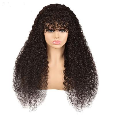 China Other 150% 180% Density 10A Grade 10A 100% Natural Black Virgin Hair Glueless Raw Wigs With Bangs for sale