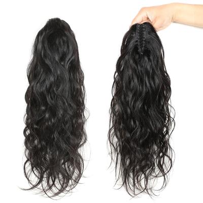 China 8-28 Inch Claw Clip In Body Wave Long Curly Wavy Thick Hair Extensions Human Ponytail Hair Extension For Black Women for sale