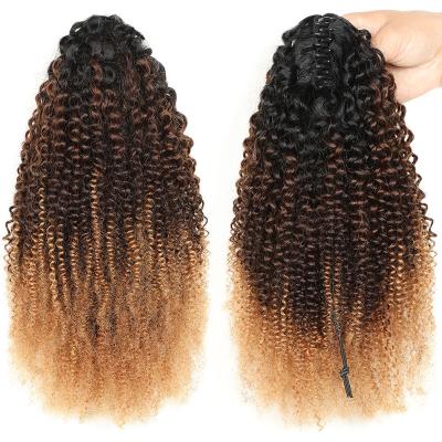 China Afro Kinky Curly BSM Ponytail Hair Bundles Soft Hair Weave Ombre T1B/4/27 Ombre Hair Extensions 18-20 Inches Long for sale