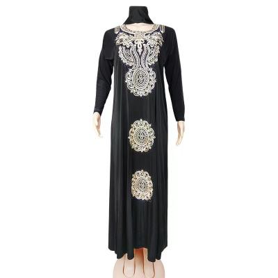 China Black Muslim&Arab Simpler Size Dress Embroidered Long Sleeve Long Dress Casual Abaya Style #2297 for sale