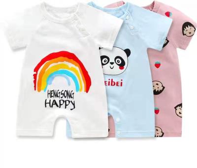 China COTTON& POLYESTER 2022 Summer Latest Baby Short Sleeve Baby Clothes Newborn Cotton Rompers Babies Romper Cartoon Print Kids Overalls for sale