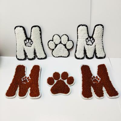 China Sustainable Promotion Custom Wholesale Mother's Day Clothes Parent-Child Clothing Bag Hats Sew On Iron On MOM Patches Chenille Letters for sale