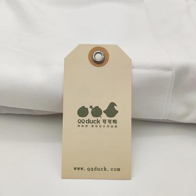 China Sustainable Fabrics Customized Custom Clothing Hang Tag Labels Hangtag Support Care Swing Labels for sale