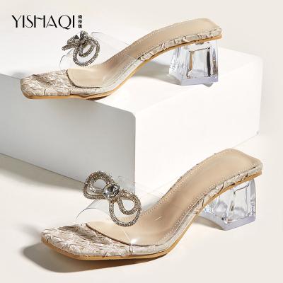 China Size 35-41 Ladies Sandals Crystal Women Transparent Heel Pumps High Heels PVC Jelly Slippers Crystal Open Toe Summer Fashion Trend New for sale