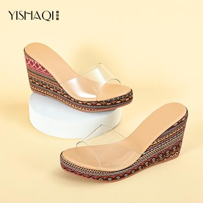 China Fashion Trend China Slippers Women Famous Custom Designer Brands Slippers Summer Platform Wedge Heels For Women Slippers Sandals for sale