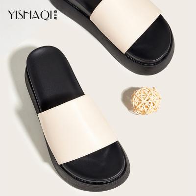 China Custom Designer Women's Fashion China Summer Slippers All-match Ladies Shoes Double Layer Fashionable Platform Slides Slippers for sale