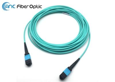 China MPO To MPO Fiber Optic Cable Assemblies 12 Fiber OM3 50/125 Round Cable for sale