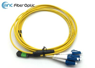 China SM G657A1 12F MPO Fiber Optic Cable Assembly Female With Flex Bendable Angle Boot for sale