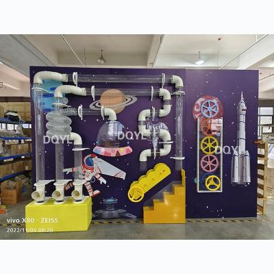 China Wooden Interactive ball wall physical experiment pipeline game kindergarten laboratory wall amusement equipment for sale