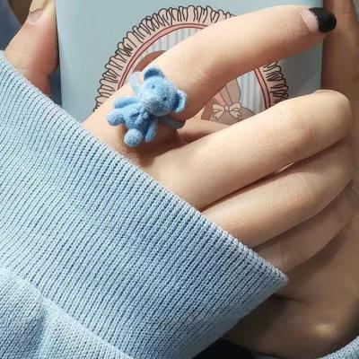 China Cute Flocking Soft Ring INS Ring Opening Adjustable Index Finger Subculture Alternative Culture Or Trends In The Streets Ring for sale