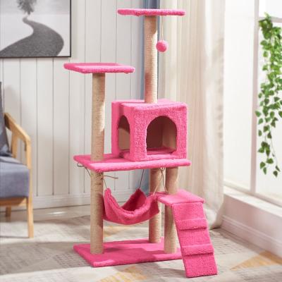 China Plush Cat Climbing Frame Large Cat Wooden Multi-Layer Pet Supplies Sustainable Cat Column Jumping Platform for sale